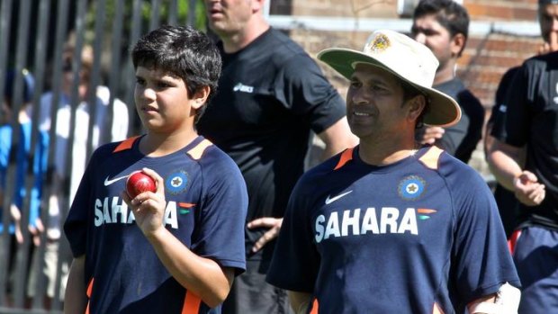 Little masters: Arjun Tendulkar, with his father Sachin, is making great strides.