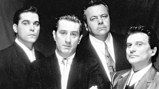 Top film ... from left to right, Ray Liotta, Robert de Niro, Paul Sorvino and Joe Pesci starred in Goodfellas.