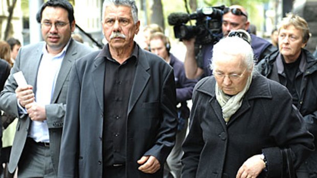 The Helvagis family leaves court today.