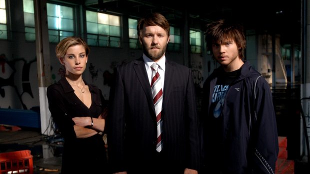 Brooke Satchwell, Joel Edgerton and Khan Chittenden from the TV series <i>Dangerous</i>.