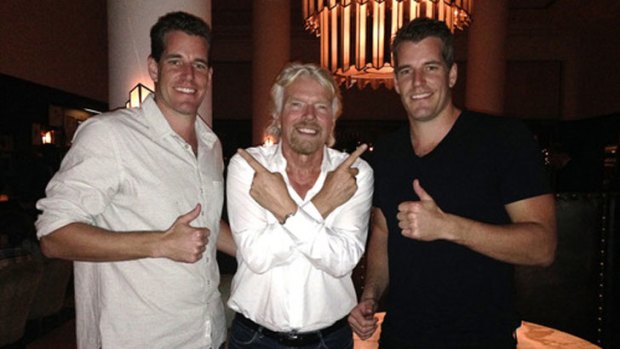 Bound for space: The Winklevoss brothers with Richard Branson.