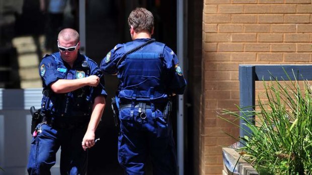 NSW Police at the scene of the alleged stabbing.