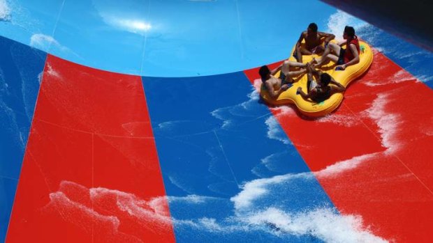 Kids enjoy the ride on the opening day of the new Wet'n'Wild waterpark at Prospect.