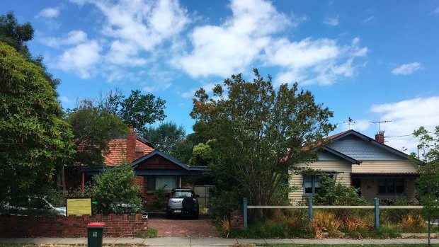 Houses in Bent Street, Bentleigh, that will make way for apartments. Number 29 is on the right. 