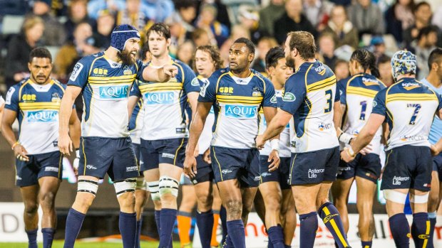 Flanker Scott Fardy of the ACT Brumbies gets fired up.