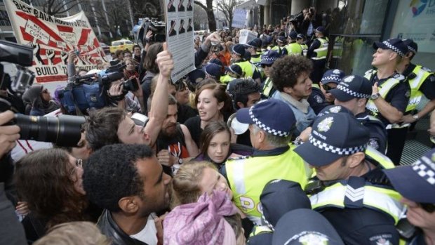 Students protest at Melbourne University.