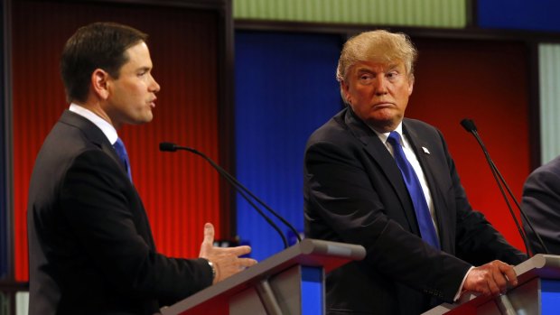 Marco Rubio and Donald Trump during the Republican presidential primary debate this week.