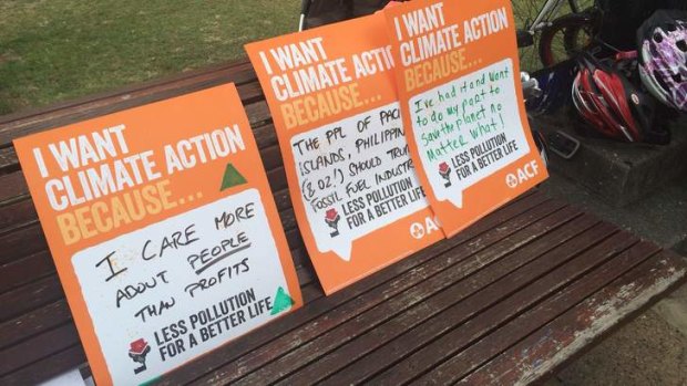 Climate change protesters voiced their concerns in Brisbane on Sunday.