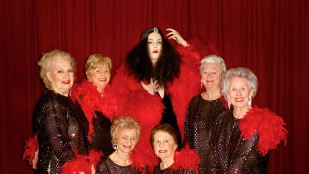 UK performer Theo Adams (centre) with the Tivoli Ladies, who will perform with him in his show <i>Adams Family Values</i>.