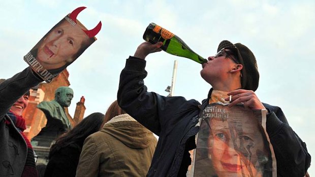 A toast to the death of Maggie: A hate party in full swing in London.