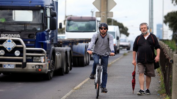 The path along Shepherd Bridge in Footscray is used by hundreds of cyclists a day and must be shared with pedestrians.