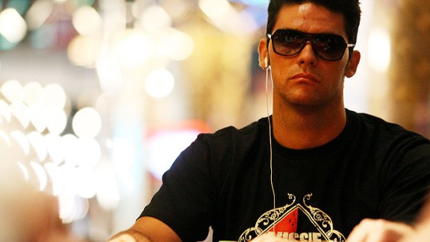 Game face ... Mark Philippoussis competes in the Aussie Millions poker tournament in 2008.