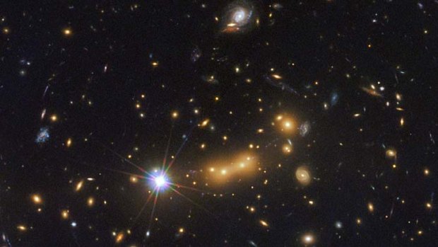 A view from the Hubble Space Telescope of the massive galaxy cluster MACS J0647.7+7015.