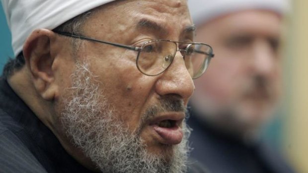 Controversial:  Yusuf Al-Qaradawi's previous comments against Egypt's army-backed government been cited as one reason for a rift between some Gulf Arab states.