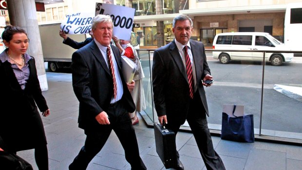 Former Labor Minister Tony Kelly and John Gerathy arrive at the ICAC inquiry in 2011. 