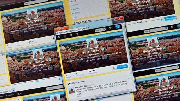 The Pope's Twitter page is decked out in yellow and white - the colours of the Vatican.