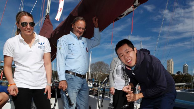 Sailors with DisABILITIES member Hao Nguyen prepares to sail to northern NSW.