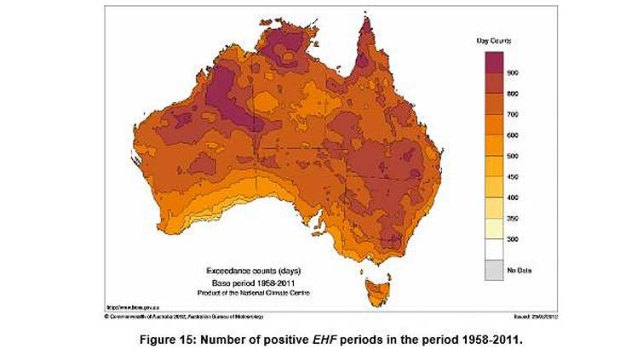 Australia's heatwave-prone regions, based on excess heat factors.