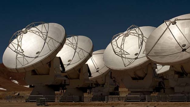 Radio telescope antennas of the ALMA project, in the Atacama desert, some 1500km north of Santiago in Chile.