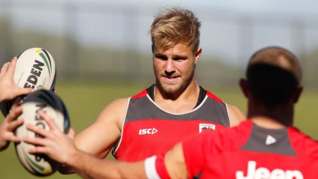 Grateful: Dragons forward Jack De Belin says Alex McKinnon played a major role in getting him a start in the NRL.