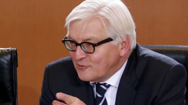 Foreign Minister Frank-Walter Steinmeier awaits the start of the first cabinet meeting following the swearing-in ceremony of the new German coalition government in Berlin.