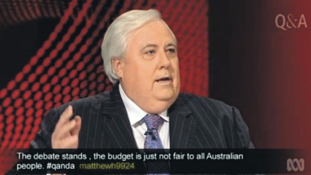 Controversy: Clive Palmer made inflammatory comments on <i>Q&A.</i> 