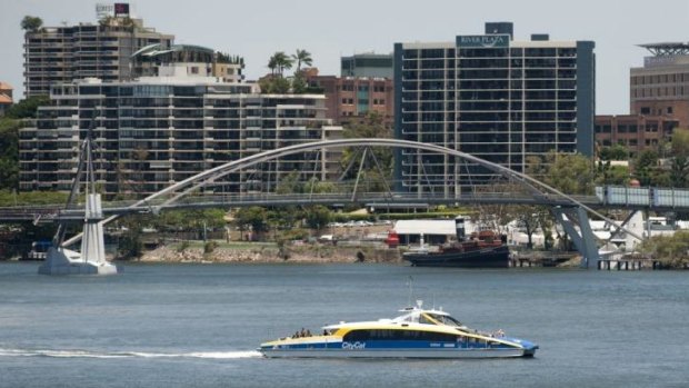 A CityCat on the Brisbane River.