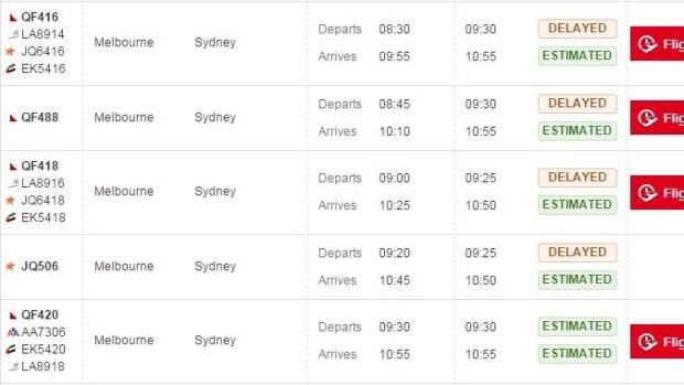 Flights still delayed at 9.30am, according to the Qantas website.