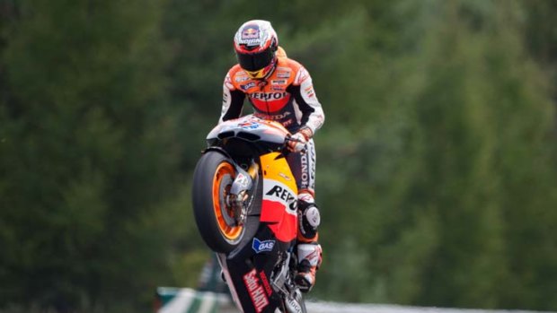 Playing around ... Casey Stoner having fun, but unable to secure pole position.