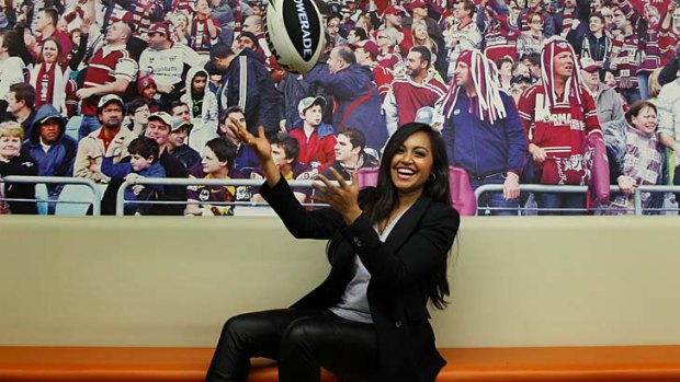 Glamour and grit: Jessica Mauboy helps launch the rugby league season last week.