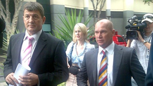 Allan Langer arrives at court to face a drink-driving charge in Brisbane this morning.
