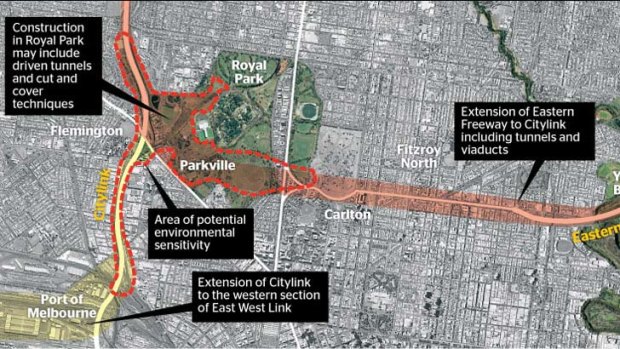 The proposed freeway link.