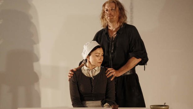 Anita Hegh (Elizabeth Proctor) and David Wenham (John Proctor) in <i>The Crucible</i>.