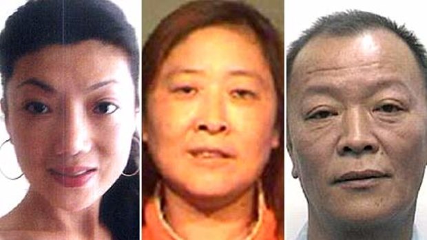 (Clockwise from top left): Wei Chen, whose body was found floating in a Sydney creek last week, the woman and man police hope to speak to about her disappearance, and Ms Chen's blue 1999-model Mercedes Benz sedan.