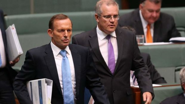 Tony Abbott and Scott Morrison face the music on Monday.
