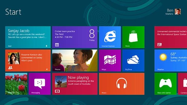 The new Windows 8 start screen.