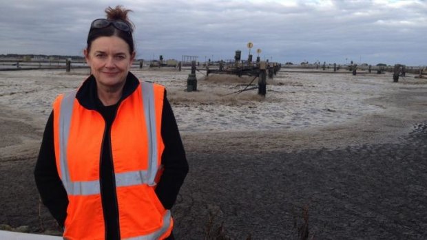 Hannie Rayson at the activated sludge treatment plant.