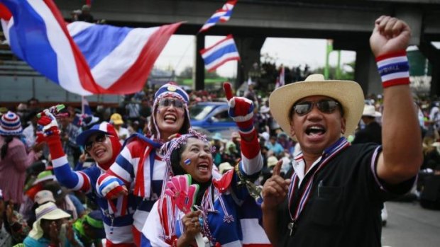 Anti-government protesters on the streets in Bangkok.