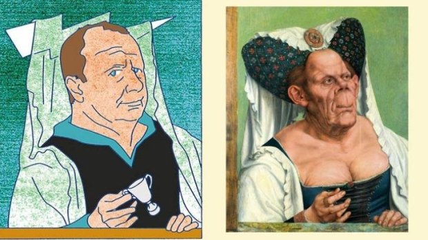 Quentin Matsys' painting The Ugly Duches (right) and Ken Hinkley (left).