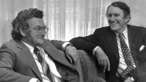 Malcolm Fraser and Bob Hawke in 1975.