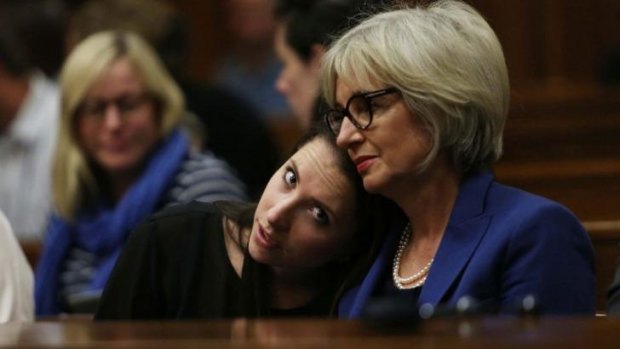 Support group ... Oscar Pistorius' sister Aimee (left), is seen at the North Gauteng High Court in Pretoria.
