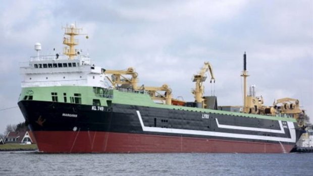 Biggest ever ... the FV Margiris giant fishing trawler that will operate in Australian waters.