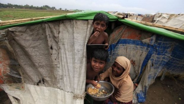 Could be stripped of their rights: A family at a Rohingya internally displaced persons camp outside of Sittwe last year.