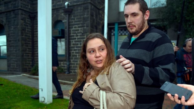 Rhett Wallace and Cassie Batten leave the Epping police station on Thursday.