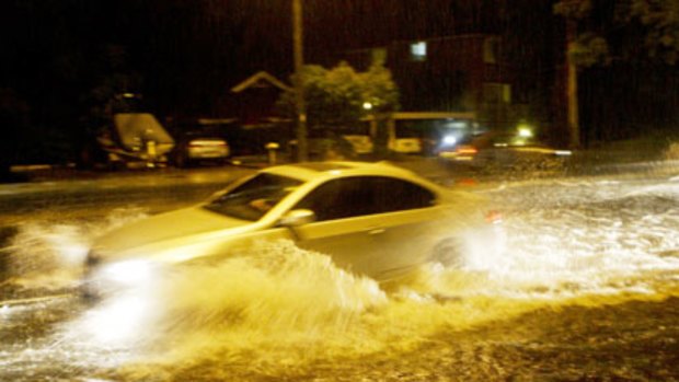 Flooding on the Pacific Highway in Chatswood at 10.30pm on Friday night.