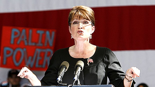 Sarah Palin speaks to supporters during a rally in Henderson, Nevada.