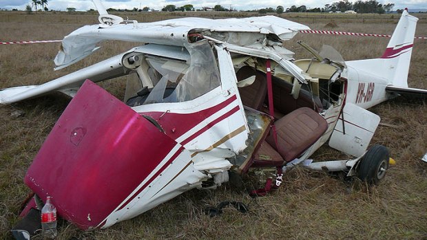The pilot of this plane was treated for lacerations to his face and a fractured leg.