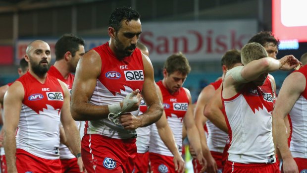 Criticised: Shane Warne accused Adam Goodes of ''staging'' to win free-kicks in Sydney's loss to Richmond on Saturday.