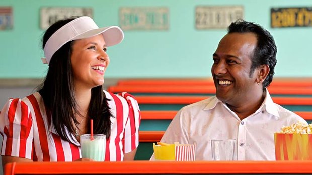 Retro: Waitress Jessie Bedwell and Nashen Moodley at the drive-in.