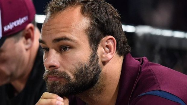 Will he be ready? Brett Stewart looked on as Manly lost to the Cowboys on Saturday.